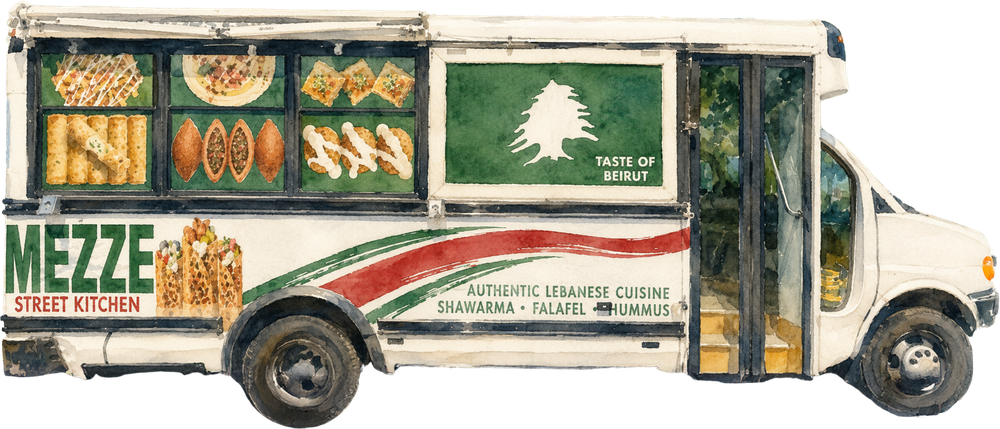 Illustration of the Mezze Street Kitchen food truck